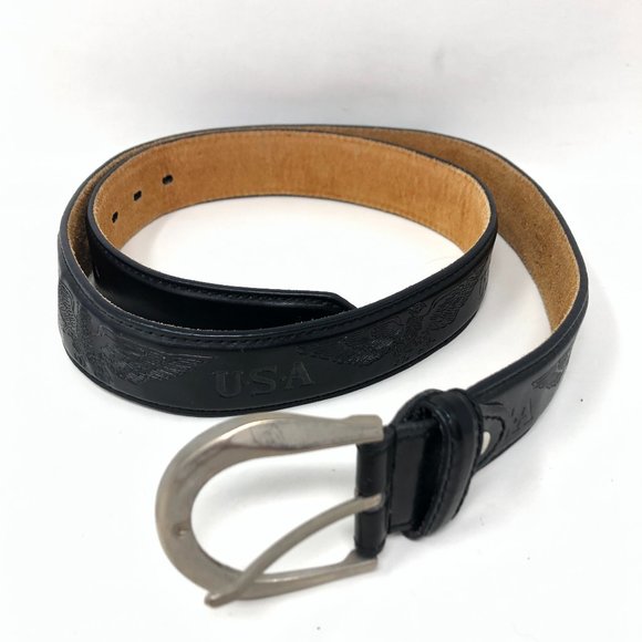 Unbranded Other - Unbranded USA Eagle Belt Black Silver Buckle
